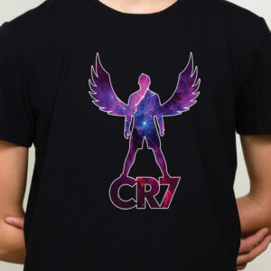 Tricou CR7 Ronaldo Wings, bumbac 100%, regular fit, imprimeu rezistent, culoare negru