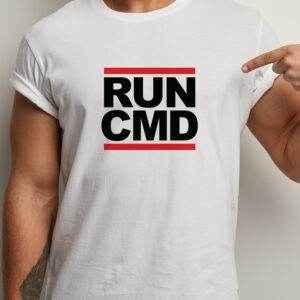 Tricou RUN CMD, bumbac 100%, cadou programatori, regular fit, imprimeu rezistent la spălări, culoare alb/negru