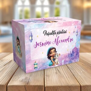 Cutie pentru plicuri de bani botez Prinţesa Jasmine, carton fotografic 300g, 33x23x23cm