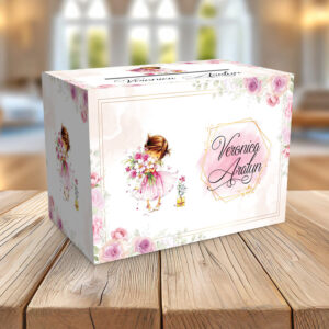 Cutie pentru plicuri cu Mica Prinţesă cu flori, carton fotografic 300g, 33x23x23cm