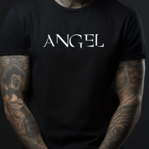 Tricou Angel Wings pentru bărbaţi sau femei, bumbac 100%, regular fit, culoare negru, print faţă