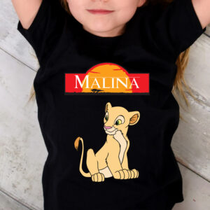 Tricou cu Nala personalizat cu nume pentru copii, The Lion King, bumbac 100%, culoare negru