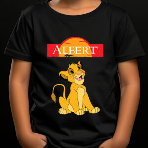 Tricou cu Simba personalizat cu nume pentru copii, The Lion King, bumbac 100%, culoare negru