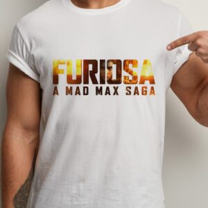 Tricou Mad Max Furiosa, Regular Fit, bumbac 100%, imprimeu rezistent la spălări, culoare alb