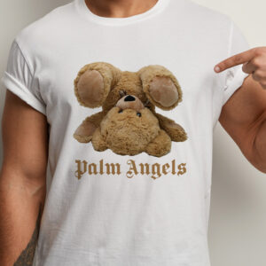 Palm Angels Tricou Upside Down Teddy Bear, rezistent la spălări, regular fit, bumbac 100%, culoare alb