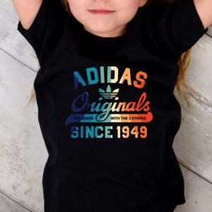 Tricou pentru copii Adidas, model Retro Originals, imprimeu rezistent, bumbac 100%, culoare negru