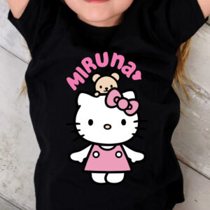 Tricou cu Hello Kitty personalizat pentru copii, bumbac 100%, Regular fit, culoare negru