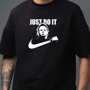 Tricou Nike Just Do It, Horror Michael Myers, Friday 13, bumbac 100%, regular fit, culoare negru