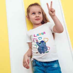 Tricou Stitch personalizat, model Crayons, Regular Fit, bumbac 100%, culoare alb