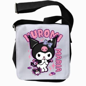 Geantă Kuromi personalizată pentru copii, închidere cu fermoar, 20x19cm, culoare negru, cadou copii