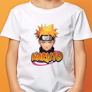 Tricou Naruto copii personalizat, rezistent la spălări, regular fit, bumbac 100%, culoare alb