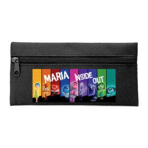 Geantă penar Inside Out personalizat cu nume pentru şcoală, 22x11cm, material textil, închidere cu fermoar