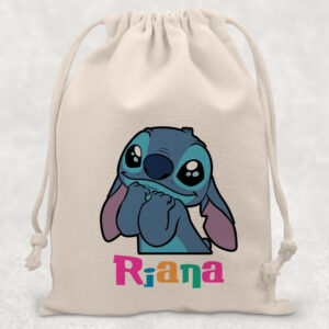 Săculeţi cu Stitch personalizaţi cu nume, pentru grădiniţă sau şcoală, diverse materiale şi culori