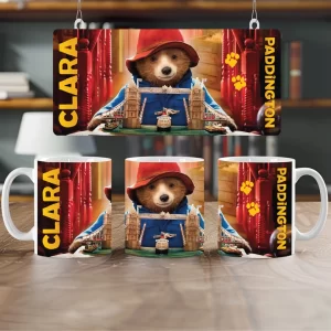 Cană cu Paddington personalizată cu nume, ceramică, 350ml, cadou copii