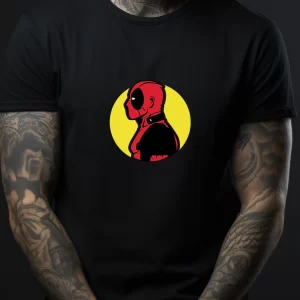 Tricou Deadpool, rezistent la spălări, bumbac 100%, regular fit, culoare alb/negru