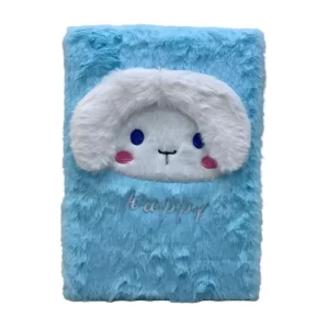 Agendă Cinnamoroll cu copertă pufoasă, model brodat, culoare turcoaz, dimensiune A5, 75 pagini