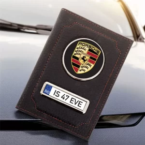 Portofel Porsche Port document personalizat din piele, 13x10cm, culoare negru