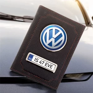 Portofel Volkswagen Port document personalizat din piele, 13x10cm, culoare negru