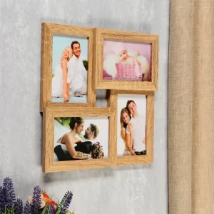 Ramă foto cu 4 poze personalizată, 10x15cm, tablou personalizat, textură de lemn