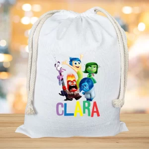 Set cadou de 9 pluşuri Inside Out, cu săculeţ personalizat cu nume pentru copii