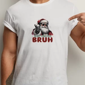 Tricou Crăciun Bruh, unisex, rezistent la spălări, bumbac 100%, Regular Fit, culoare alb
