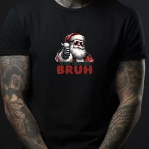Tricou Crăciun Bruh, unisex, rezistent la spălări, bumbac 100%, Regular Fit, culoare negru