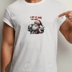 Tricou Crăciun Ho's, unisex, rezistent la spălări, bumbac 100%, Regular Fit, culoare alb