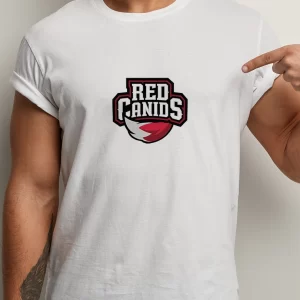 Tricou RED Canids, unisex, rezistent la spălări, bumbac 100%, Regular Fit, culoare alb