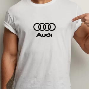 Tricou Audi, rezistent la spălări, bumbac 100%, Regular Fit, culoare alb