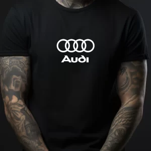 Tricou Audi, rezistent la spălări, bumbac 100%, Regular Fit, culoare negru