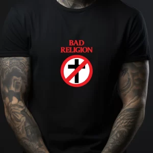 Tricou Bad Religion, bumbac 100%, regular fit, imprimeu rezistent la spălări, culoare negru