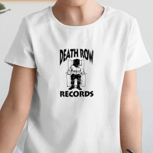 Tricou Death Row Records, bumbac 100%, regular fit, imprimeu rezistent la spălări, culoare alb