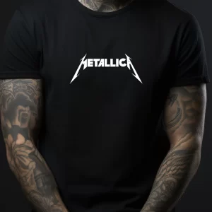 Tricou Metallica, bumbac 100%, regular fit, imprimeu rezistent la spălări, culoare negru