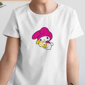 Tricou My Melody, rezistent la spălări, bumbac 100%, Regular Fit, culoare alb