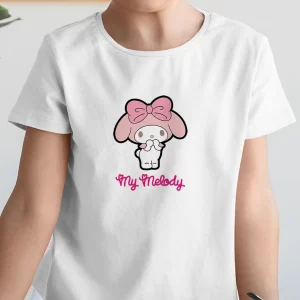 Tricou My Melody, rezistent la spălări, bumbac 100%, Regular Fit, culoare alb