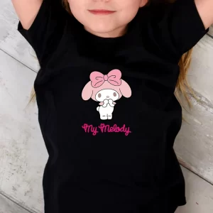 Tricou My Melody, rezistent la spălări, bumbac 100%, Regular Fit, culoare negru