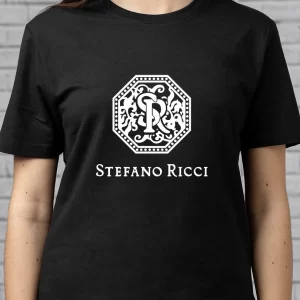 Tricou Stefano Ricci, rezistent la spălări, bumbac 100%, Regular Fit, culoare alb/negru - imagine 4
