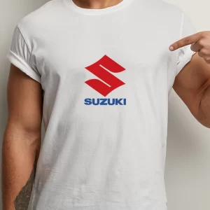 Tricou Suzuki, rezistent la spălări, bumbac 100%, Regular Fit, culoare alb