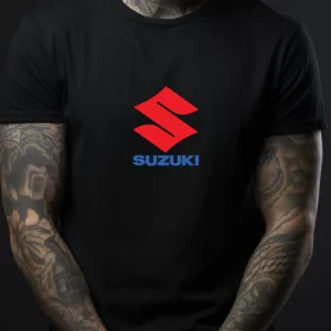 Tricou Suzuki, rezistent la spălări, bumbac 100%, Regular Fit, culoare negru