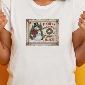 Tricou Crăciun Vintage, rezistent la spălări, bumbac 100%, Regular Fit, culoare alb #20