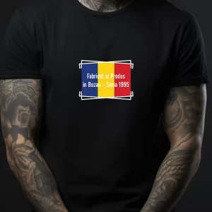 Tricou Fabricat În România, rezistent la spălări, bumbac 100%, Regular Fit, culoare negru