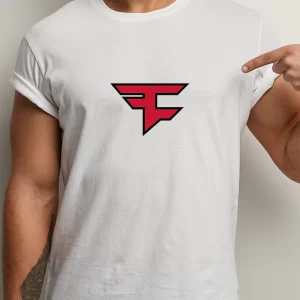 Tricou FaZe Clan, rezistent la spălări, bumbac 100%, Regular Fit, culoare alb