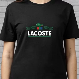 Tricou Lacoste Original, rezistent la spălări, bumbac 100%, Regular Fit, culoare negru