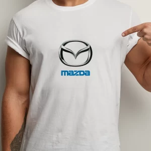 Tricou Mazda, rezistent la spălări, bumbac 100%, Regular Fit, culoare alb