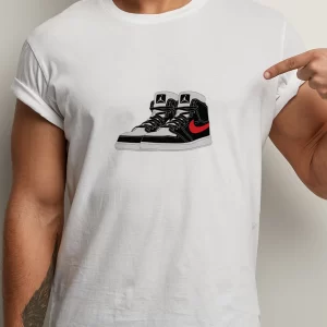 Tricou Nike Jordan Shoes, rezistent la spălări, bumbac 100%, Regular Fit, culoare alb
