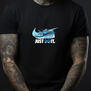 Tricou Nike Just Do It Aqua, rezistent la spălări, bumbac 100%, Regular Fit, culoare negru