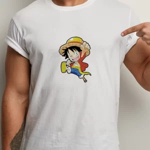 Tricou One Piece Luffy, rezistent la spălări, Unisex, Regular Fit, bumbac 100%, culoare alb