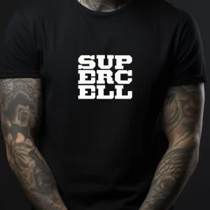 Tricou Supercell, rezistent la spălări, regular fit, bumbac 100%, culoare negru