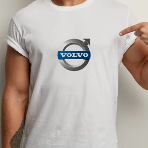 Tricou Volvo, rezistent la spălări, bumbac 100%, Regular Fit, culoare alb