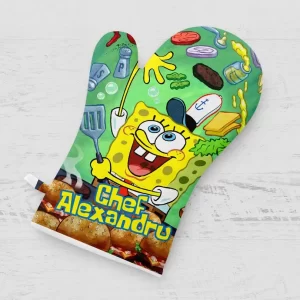 Mănuşă de bucătărie cu Spongebob personalizată cu nume